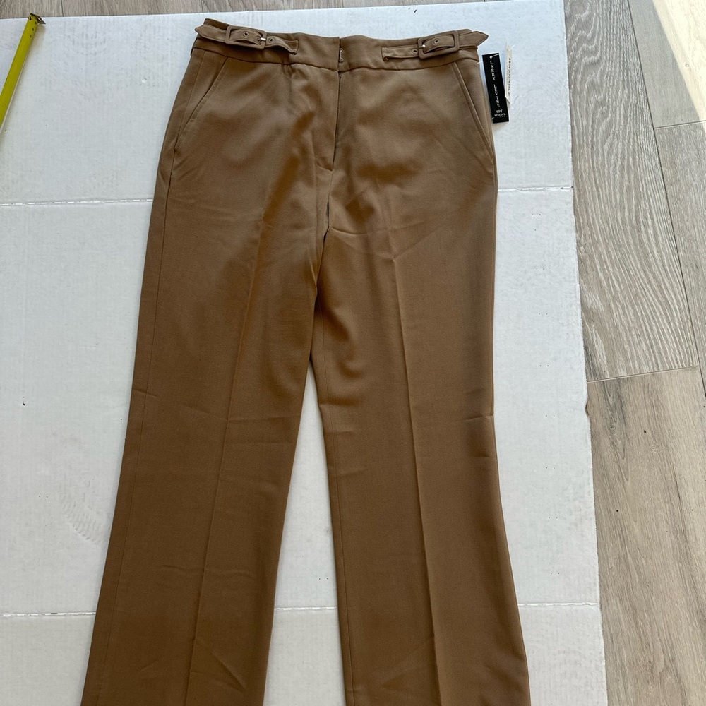 Larry Levine Tan stretch Dress Pants for women size 8 with pockets/new with tags